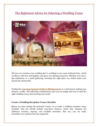 The Rightmost Advice for Selecting a Wedding Venue