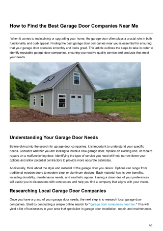 How to Find the Best Garage Door Companies Near Me