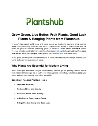Plantshub.in - Grow Green, Live Better_ Fruit Plants, Good Luck Plants & Hanging Plants from Plantshub