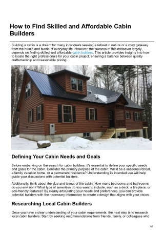 How to Find Skilled and Affordable Cabin Builders
