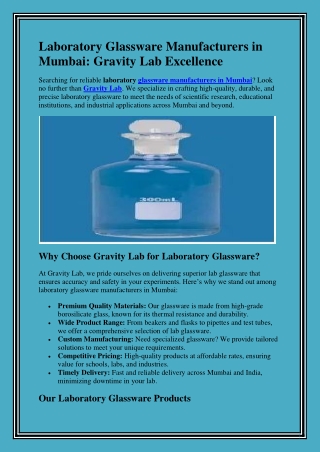 Laboratory Glassware Manufacturers in Mumbai
