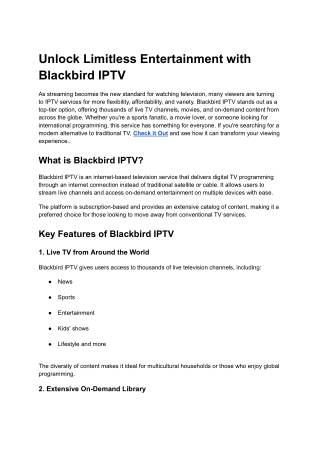 Unlock Limitless Entertainment with Blackbird IPTV