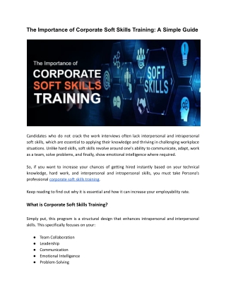 The Importance of Corporate Soft Skills Training_ A Simple Guide