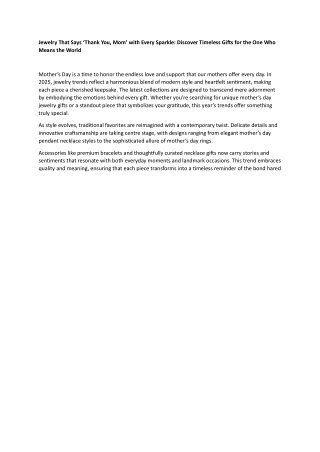 Jewelry That Says Thank You Mom with Every Sparkle Discover Timeless Gifts for the One Who Means the World