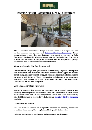 Interior Fit Out Companies Eire Gulf Interiors