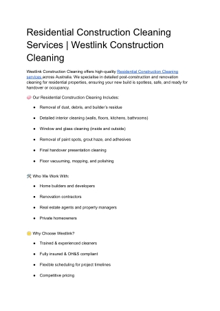Residential Construction Cleaning Services _ Westlink Construction Cleaning