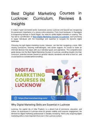 Best Digital Marketing Courses in Lucknow_ Curriculum, Reviews & Insights