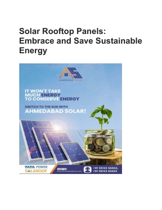 Solar Rooftop Panels_ Embrace and Save Sustainable Energy