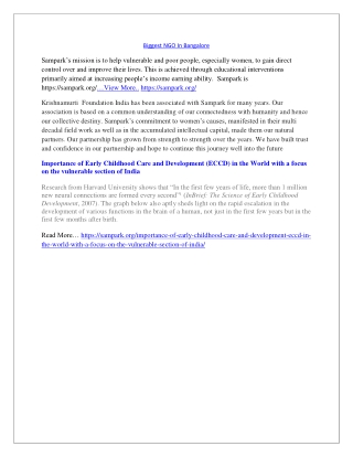 Biggest NGO In Bangalore