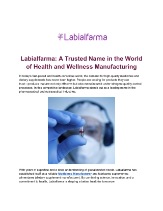 Medical Devices Manufacturing Services at Labialfarma