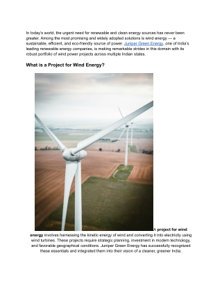 Project for wind energy _ Juniper Green Energy