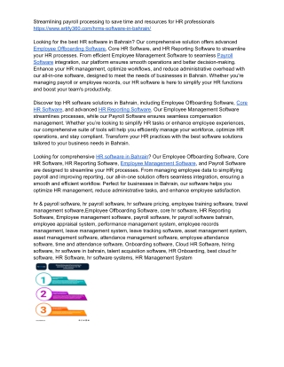 Payroll Solutions for Employee Management Bahrain