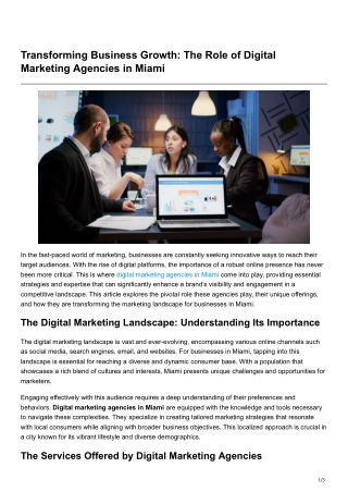 Transforming Business Growth The Role of Digital Marketing Agencies in Miami