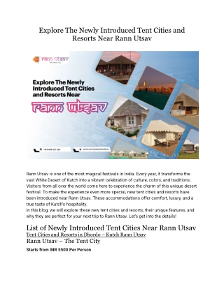 Explore The Newly Introduced Tent Cities and Resorts Near Rann Utsav