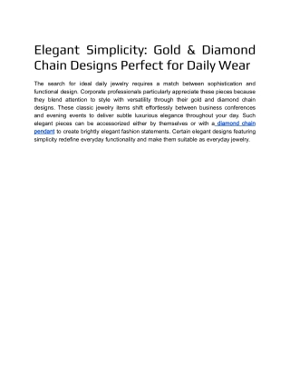 Elegant Simplicity Gold & Diamond Chain Designs Perfect for Daily Wear