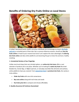 Benefits of Ordering Dry Fruits Online vs Local Stores