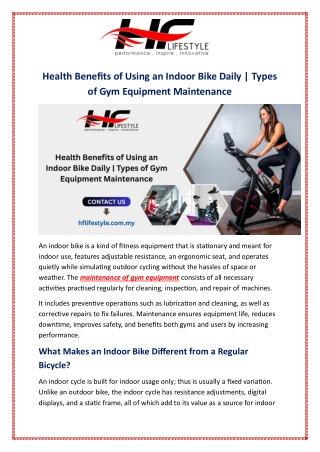 Health Benefits of Using an Indoor Bike Daily | Types of Gym Equipment Maintenan