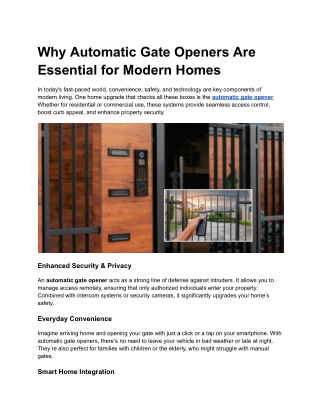 Why Automatic Gate Openers Are Essential for Modern Homes