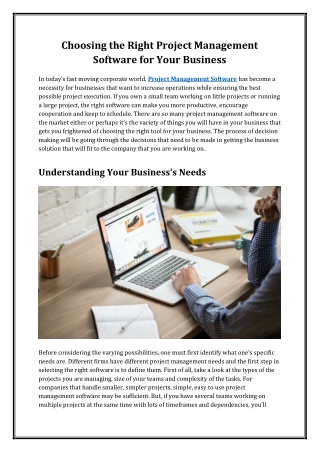 Choosing the Right Project Management Software for Your Business