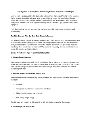 Say Bye-Bye to Sticky Skin_ How to Stay Fresh & Fabulous on Hot Days