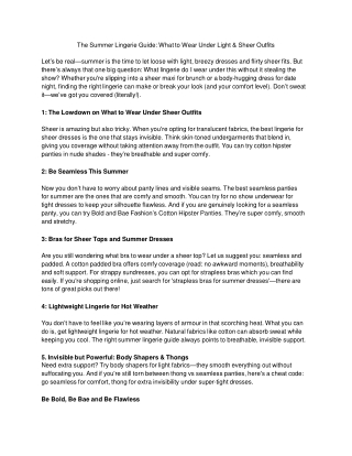 The Summer Lingerie Guide_ What to Wear Under Light & Sheer Outfits