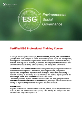 ESG Certified Professional Course
