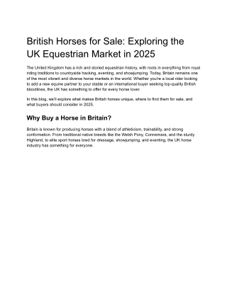 British Horses for Sale_ Exploring the UK Equestrian Market in 2025