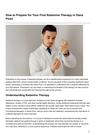 How to Prepare for Your First Ketamine Therapy in Dana Point