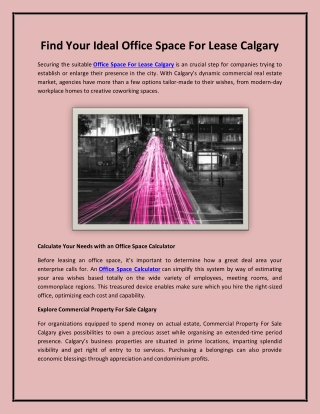 Find Your Ideal Office Space For Lease Calgary