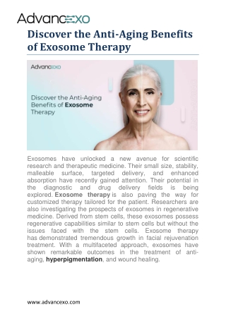 Discover the Anti-Aging Benefits of Exosome Therapy