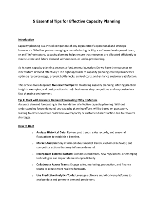 5 Essential Tips for Effective Capacity Planning