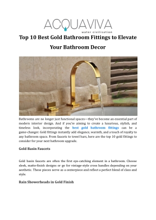 Top 10 Best Gold Bathroom Fittings to Elevate Your Bathroom Decor