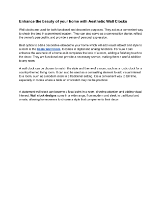 Enhance the beauty of your home with Aesthetic Wall Clocks