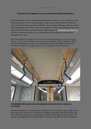 Experienced Criminal Lawyers in Burwood Sydney Defenders