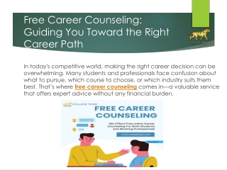 Unlock Your Future with Free Career Counseling