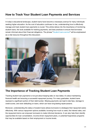 How to Track Your Student Loan Payments and Services