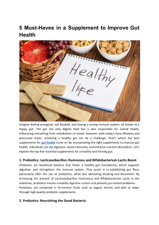 5 Must-Haves in a Supplement to Improve Gut Health