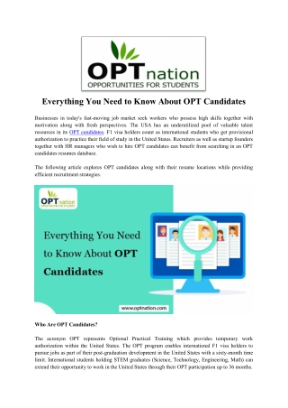 How to Hire OPT Candidates