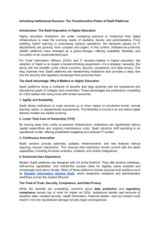 Unlocking Institutional Success- The Transformative Power of SaaS Platforms