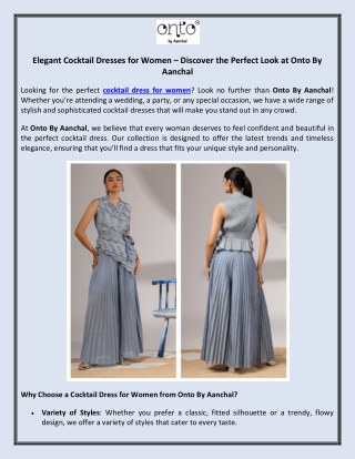 Elegant Cocktail Dresses for Women – Discover the Perfect Look at Onto By Aancha