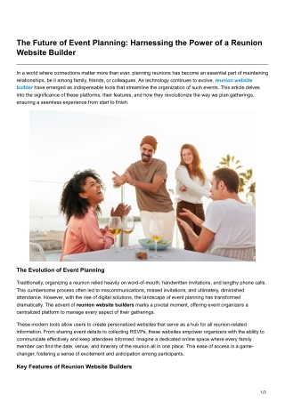The Future of Event Planning Harnessing the Power of a Reunion Website Builder