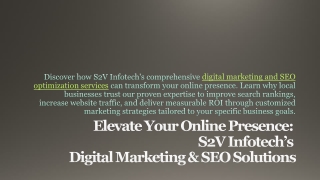 Elevate Your Online Presence s2vinfotech
