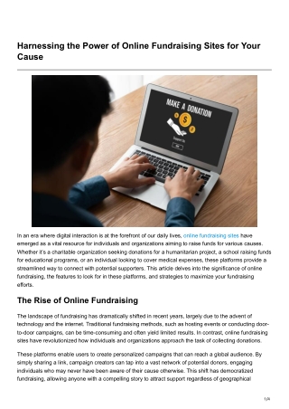 Harnessing the Power of Online Fundraising Sites for Your Cause