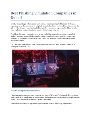 Best Phishing Simulation Companies in Dubai