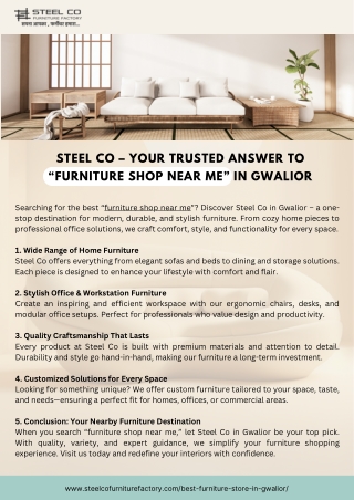 Steel Co – Your Trusted Answer to “Furniture Shop Near Me” in Gwalior