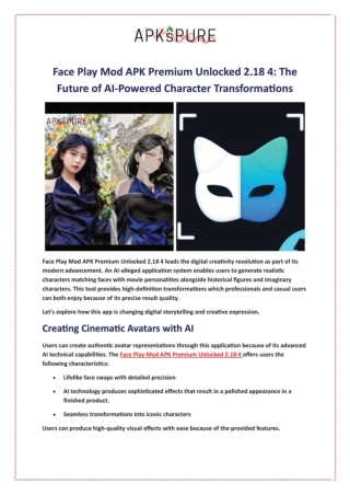 Face Play Mod APK Premium Unlocked 2.18 4: The Future of AI-Powered Character Tr