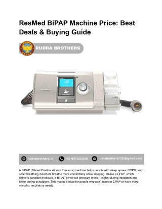 ResMed BiPAP Machine Price_ Best Deals & Buying Guide
