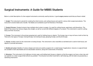 Surgical Instruments: A Guide for MBBS Students