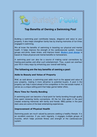 Luxury Pool Designs with Burleigh Pools Gold Coast