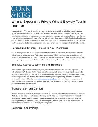 What to expect during a private tour